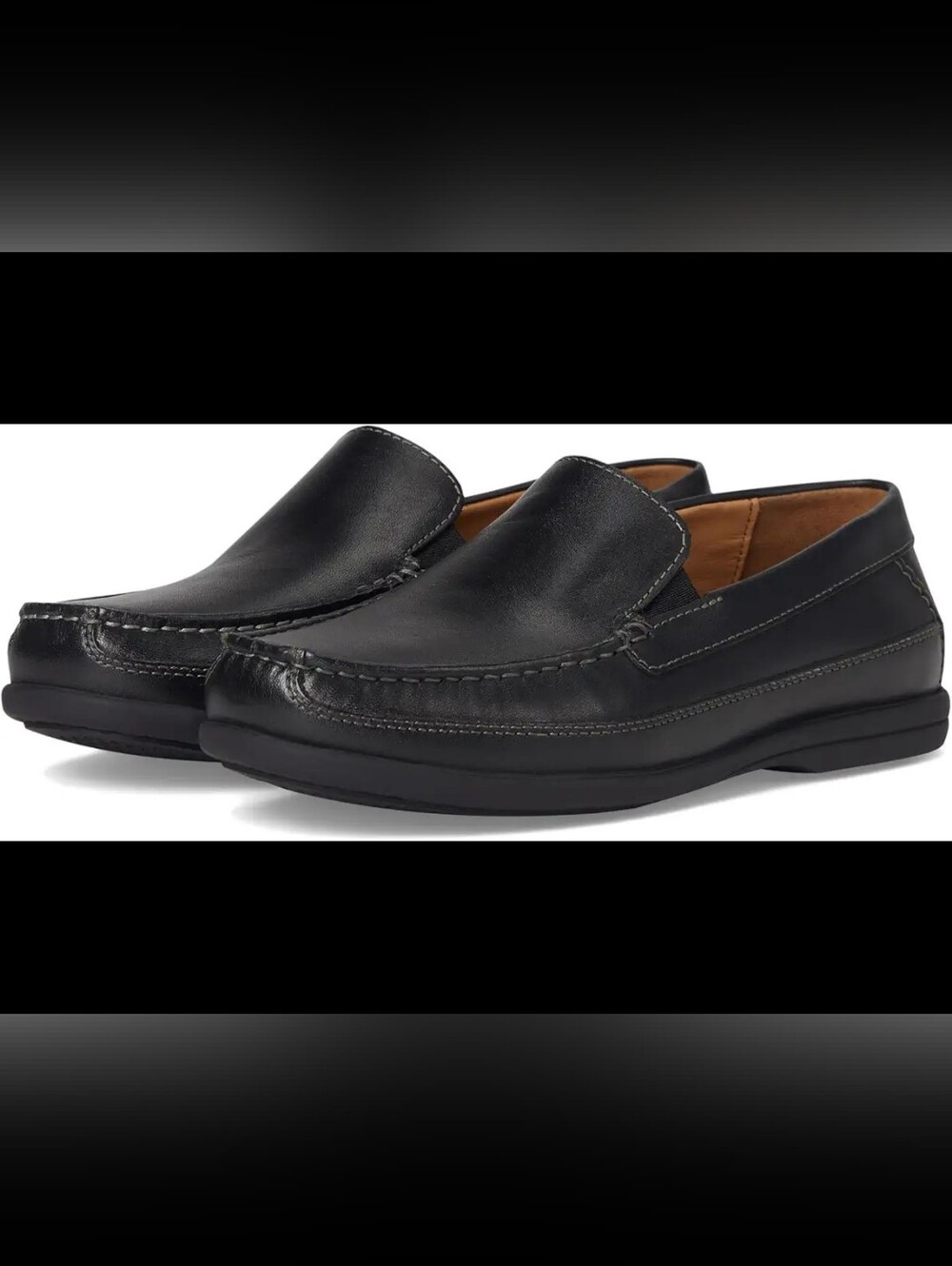 Johnston & Murphy Boy's Black Leather Slip-On Driving Loafers